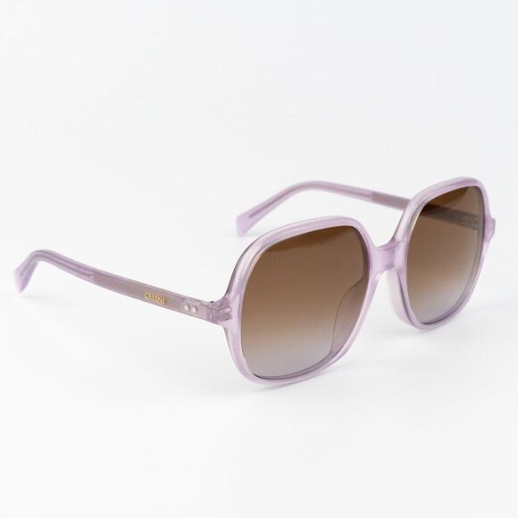 NEW Celine CL40244U 78F CELINE THIN Opal Lilac Brown Women Geometric Sunglasses - Picture 5 of 11